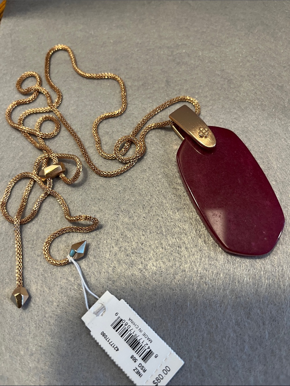 Kendra Scott Rose Gold Necklace with Plum Pendant